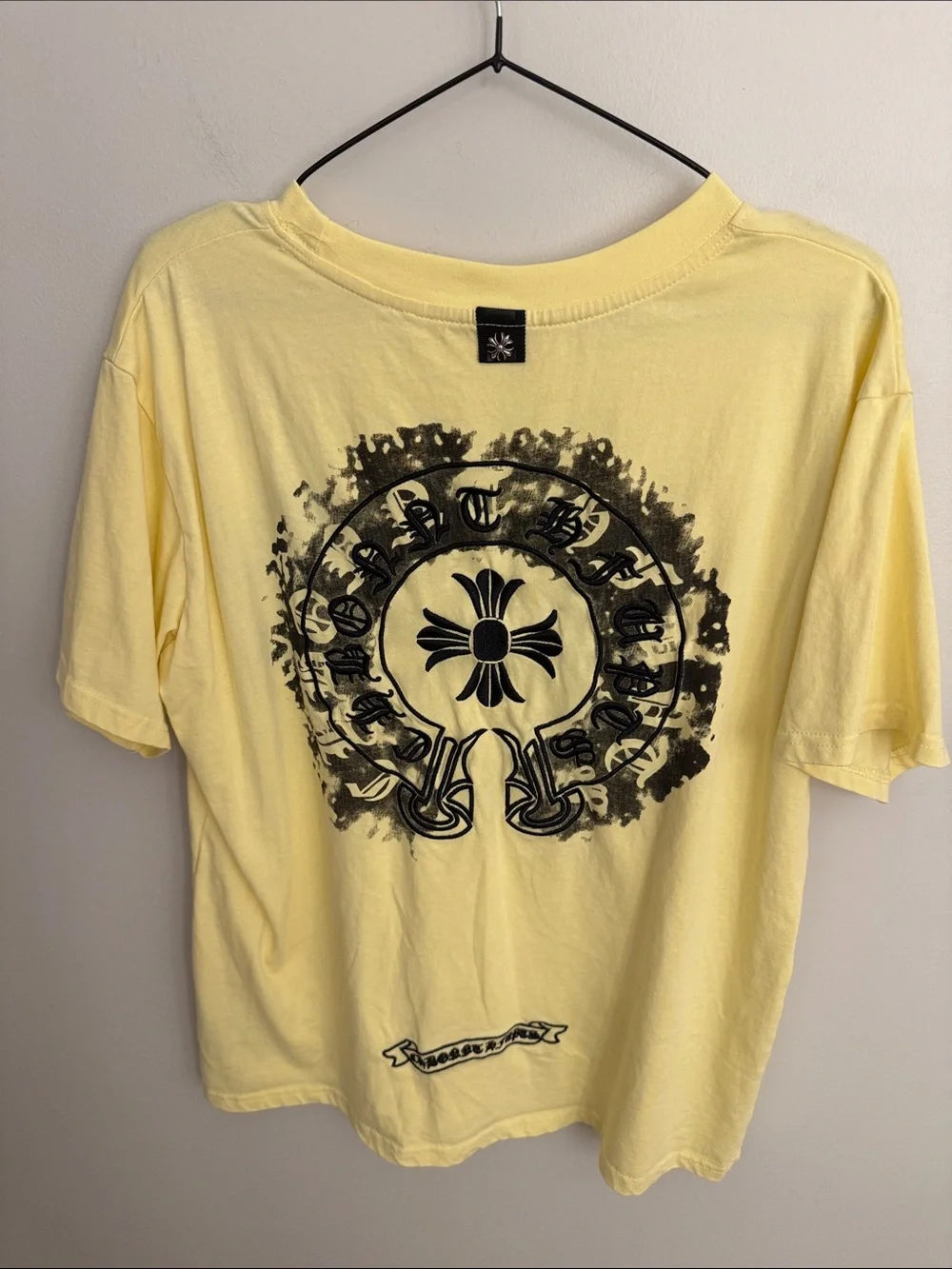 Yellow Short-Sleeve Graphic Tee with Chest Emblem